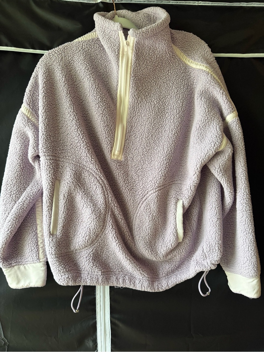 Sherpa Half-Zip Pullover | Lavender Teddy Fleece | Oversized | Size Sm